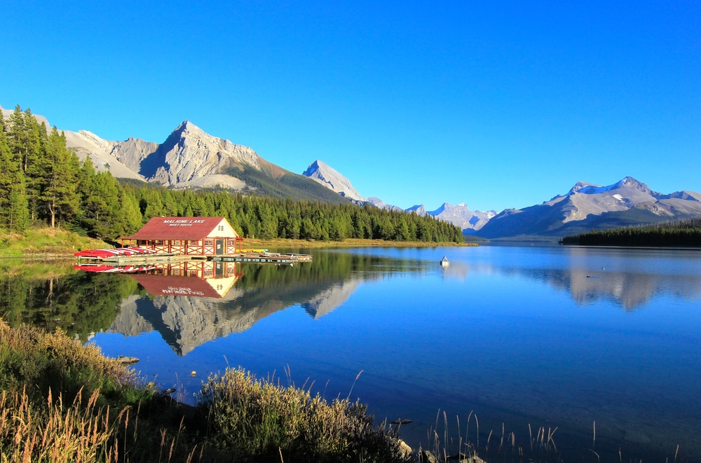 Lac Maligne dans le parc national Jasper, Alberta, Canada