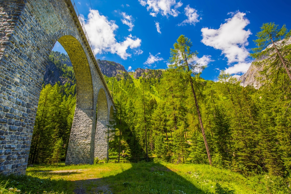 Viaduc de Landwasser au col de l'Albula en Suisse