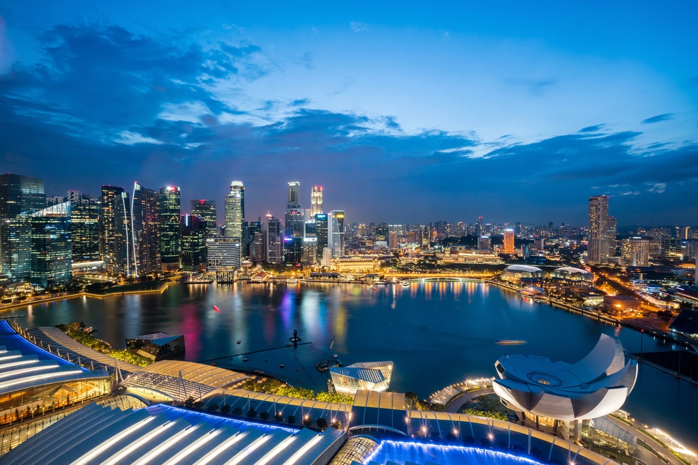 Vue aérienne du quartier des affaires de Singapour